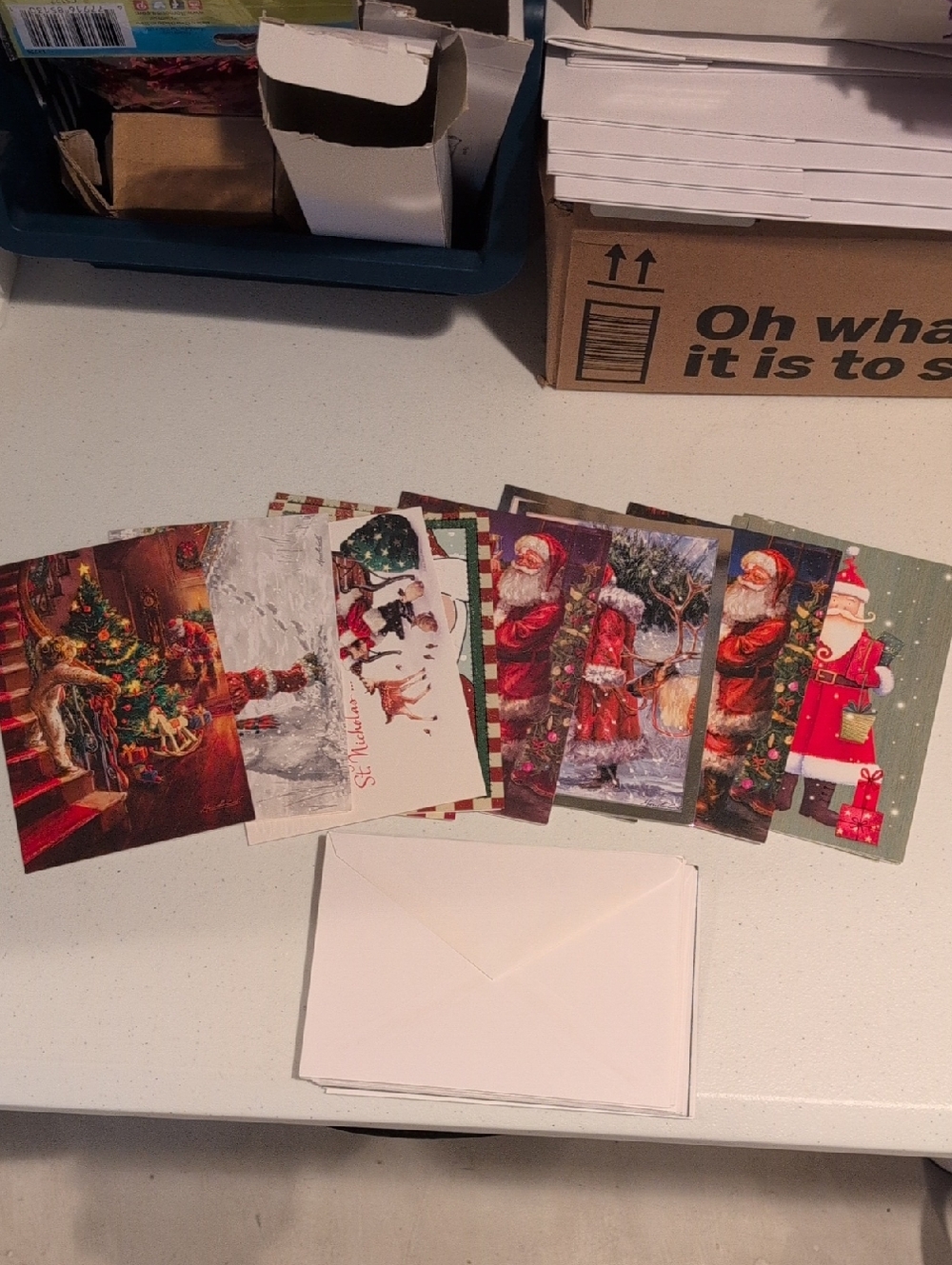 Vintage Santa Christmas Card Lot - Multicolor